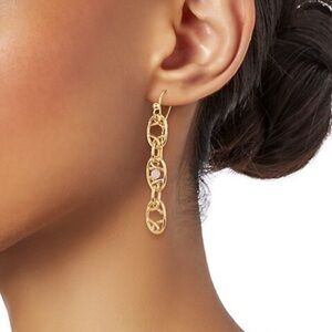 𝅺Gas Bijoux Allegria 24K Gold Plated Moonstone & Glass Bead Earrings NEW